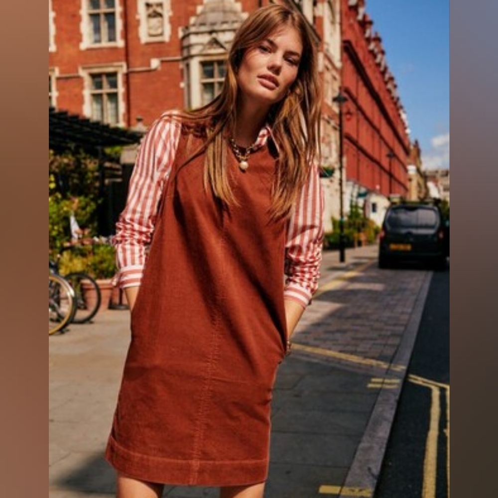 Boden Evie Corduroy Dress Cognac